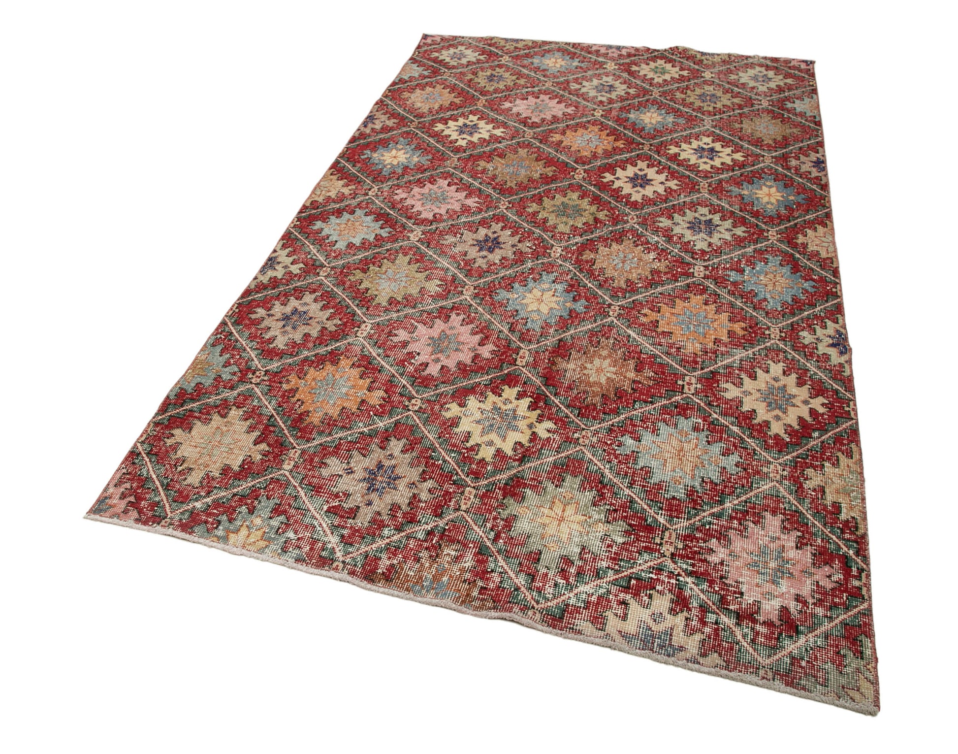 Checkered Kilim Kırmızı Damalı Pamuk Yün El Dokuma Halısı 155x285 Agacan