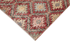Checkered Kilim Kırmızı Damalı Pamuk Yün El Dokuma Halısı 155x285 Agacan