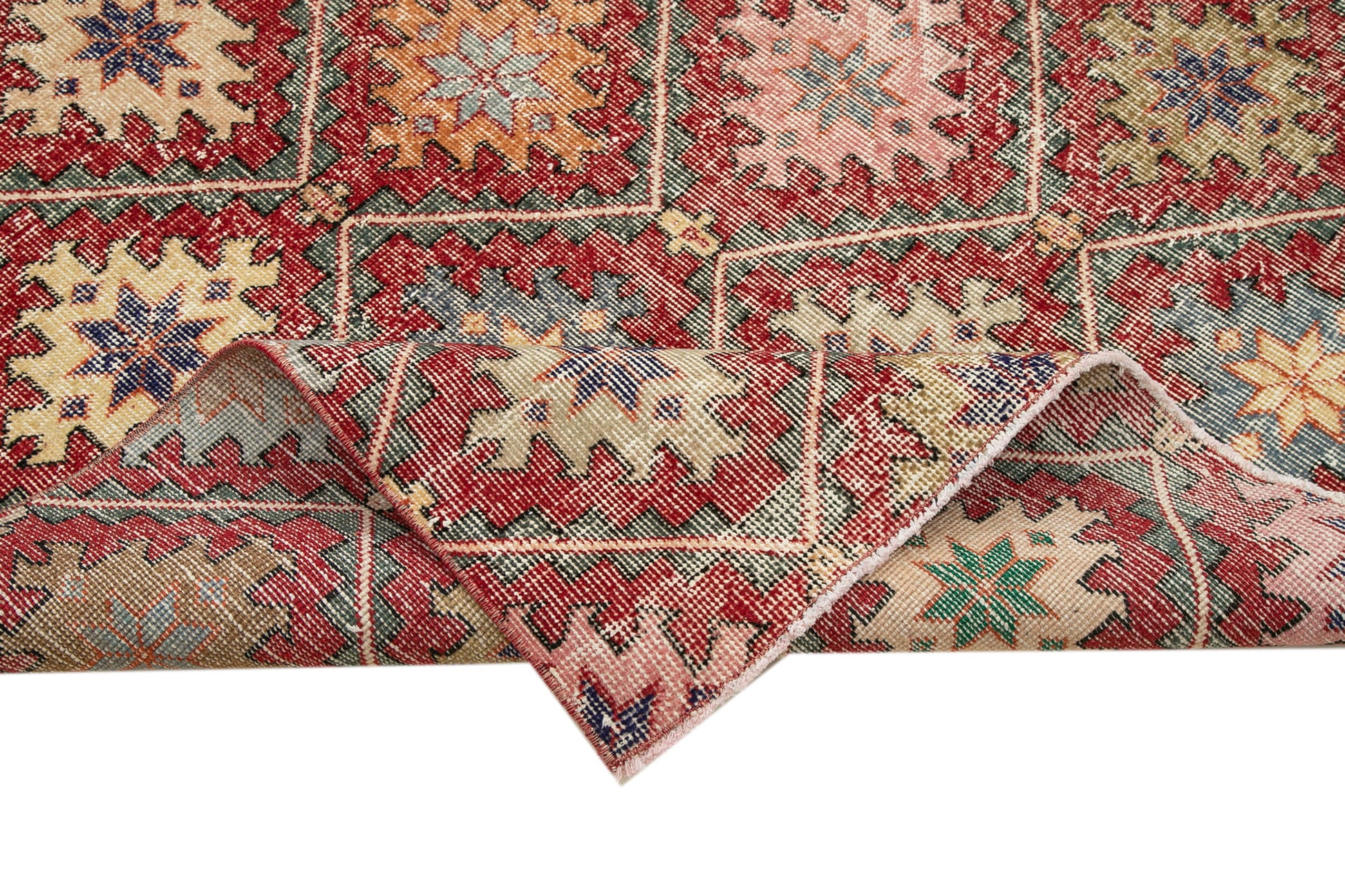 Checkered Kilim Kırmızı Damalı Pamuk Yün El Dokuma Halısı 155x285 Agacan