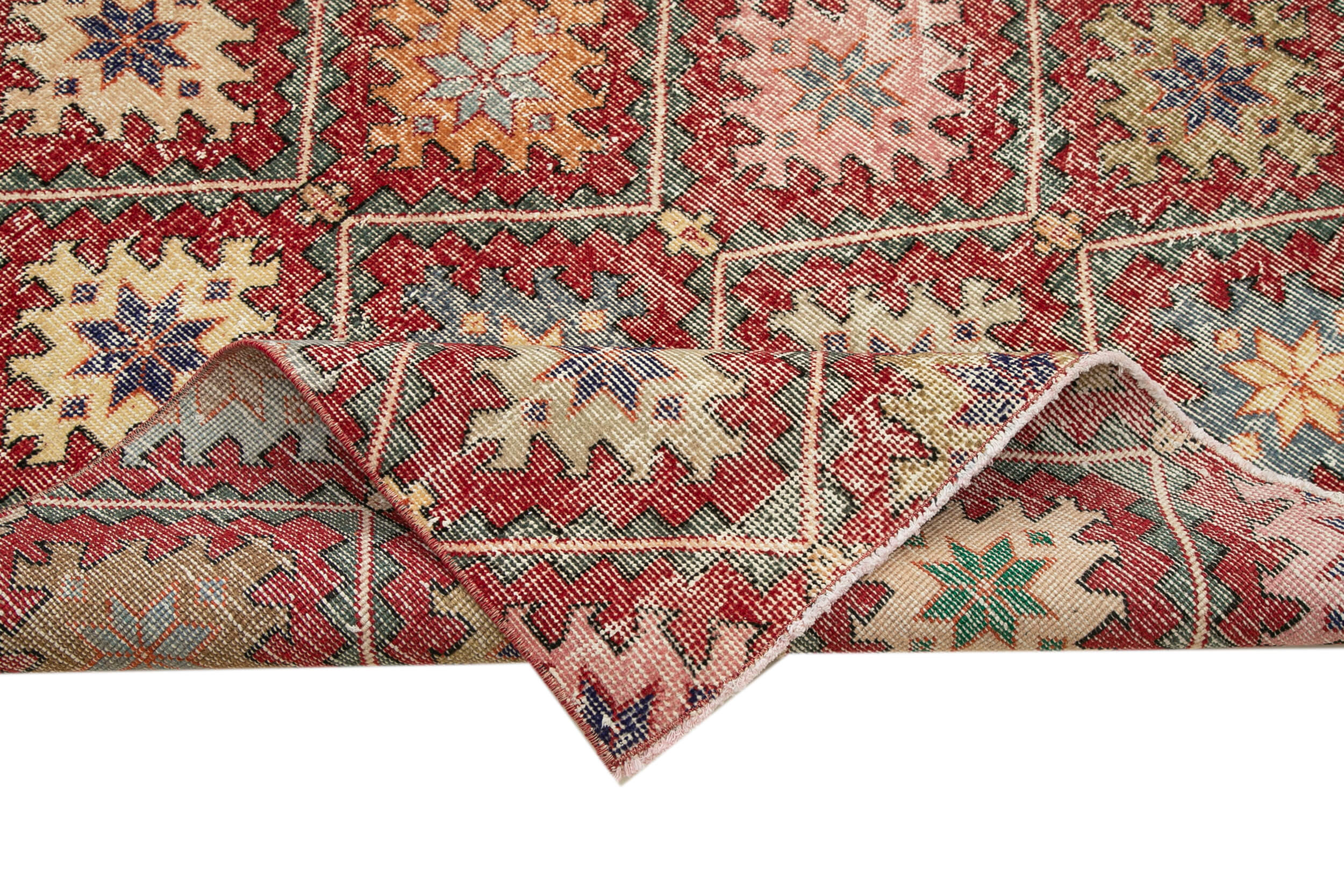 Checkered Kilim Kırmızı Damalı Pamuk Yün El Dokuma Halısı 155x285 Agacan
