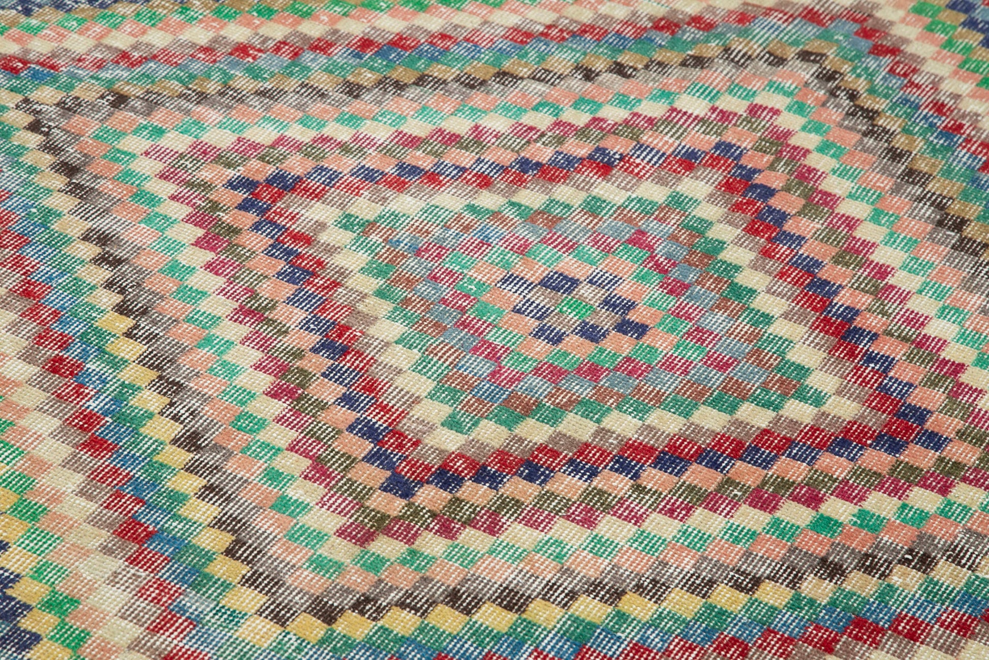 Checkered Kilim Beyaz Damalı Pamuk Yün El Dokuma Halısı 167x295 Agacan