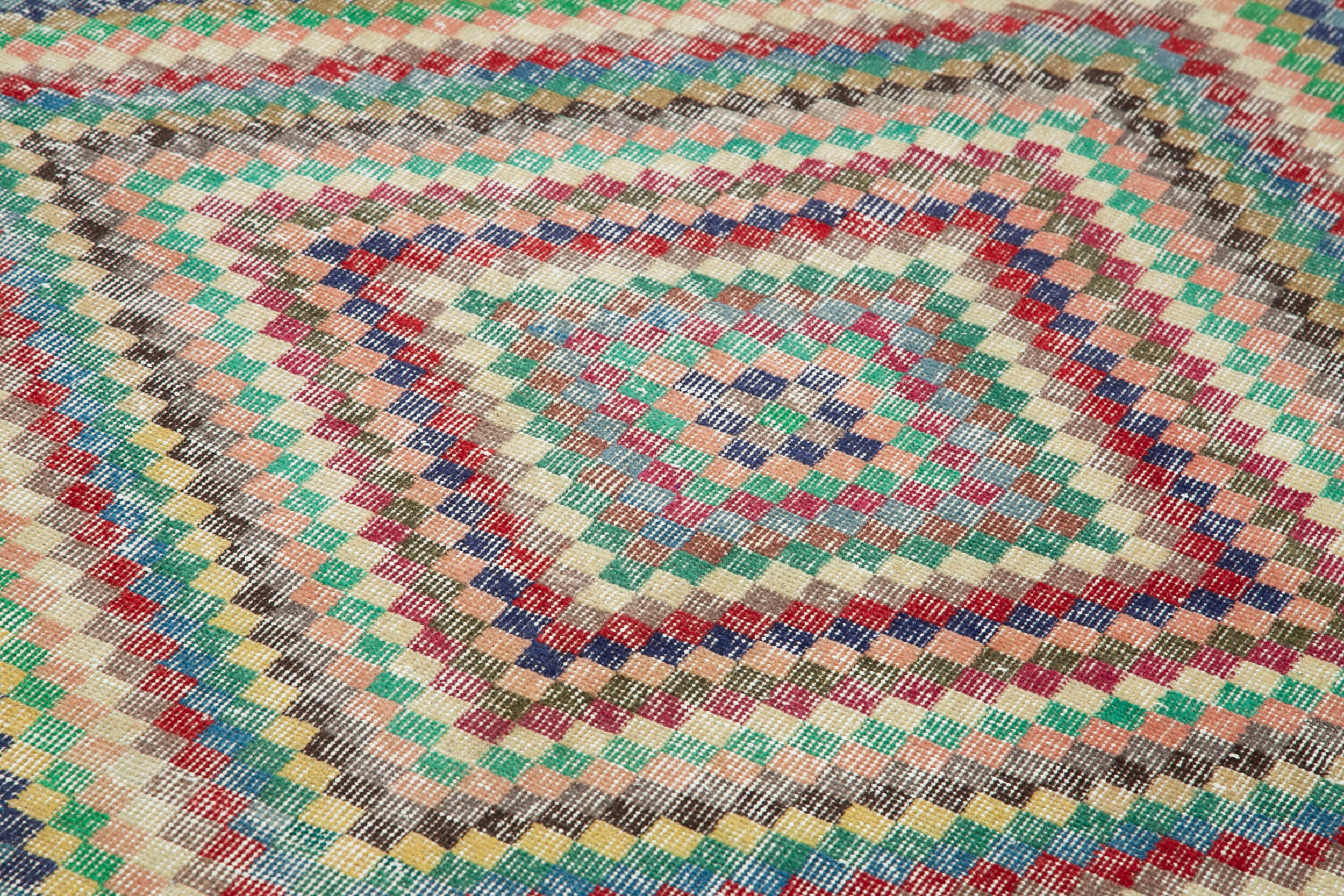 Checkered Kilim Beyaz Damalı Pamuk Yün El Dokuma Halısı 167x295 Agacan