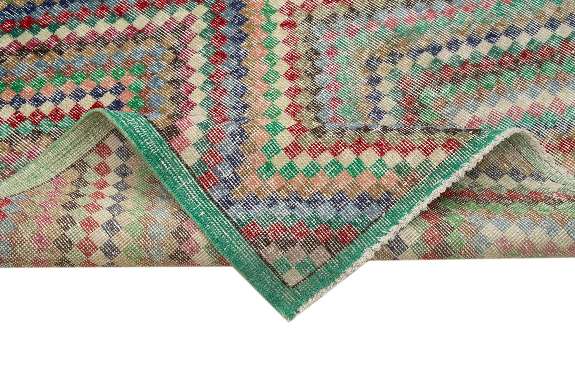 Checkered Kilim Beyaz Damalı Pamuk Yün El Dokuma Halısı 167x295 Agacan