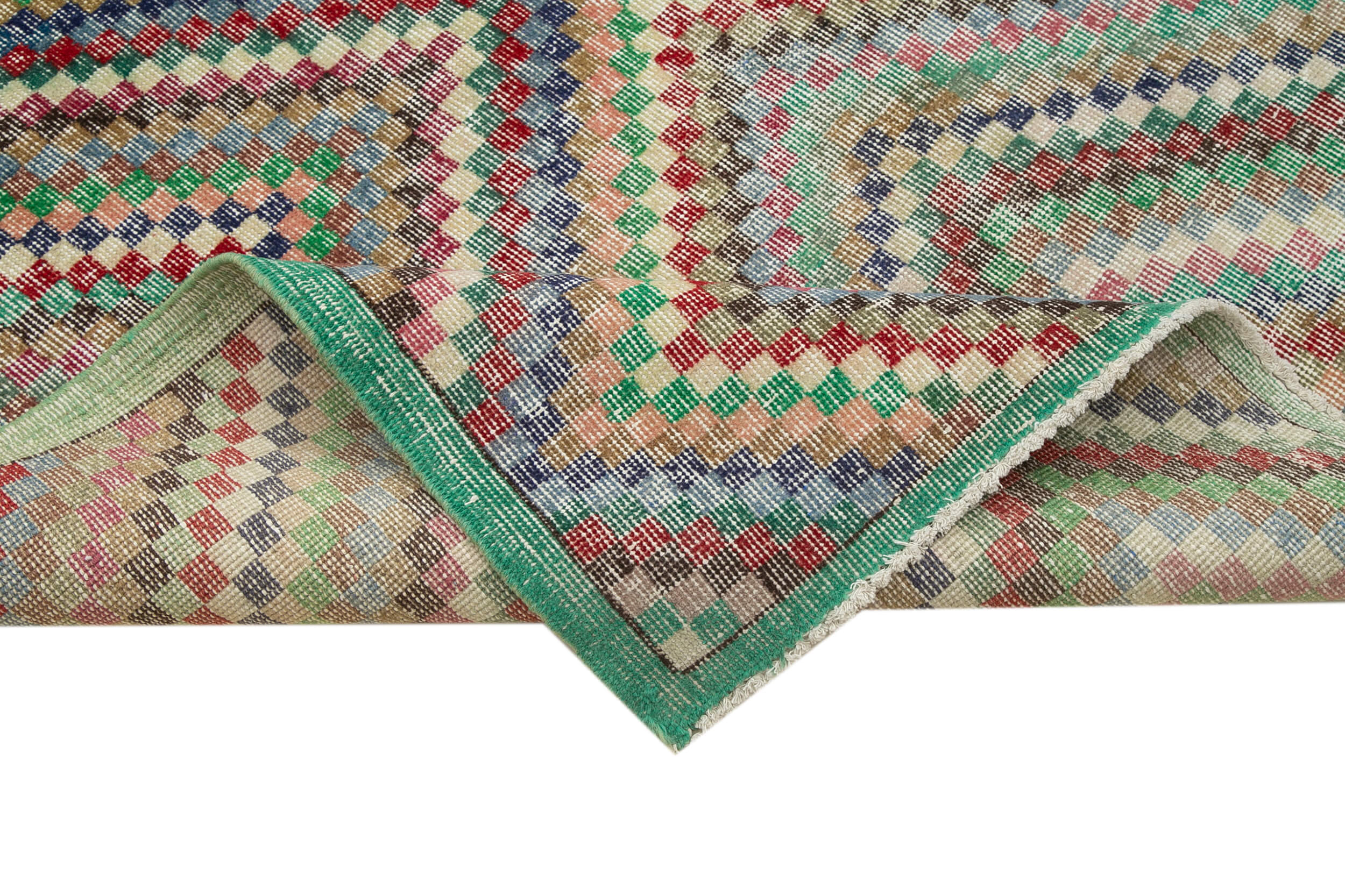 Checkered Kilim Beyaz Damalı Pamuk Yün El Dokuma Halısı 167x295 Agacan