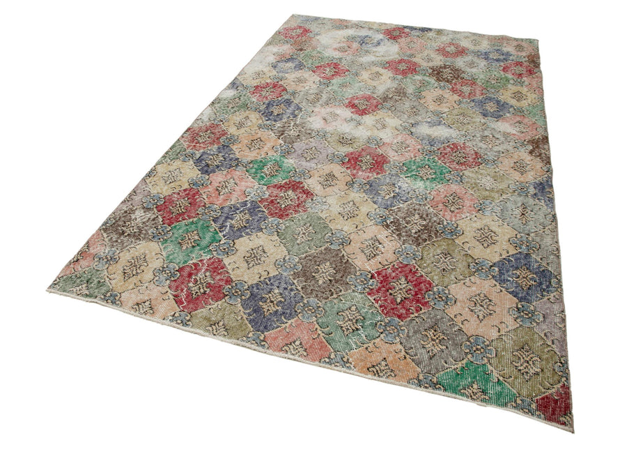 Checkered Kilim Bej Damalı Pamuk Yün El Dokuma Halısı 173x285 Agacan