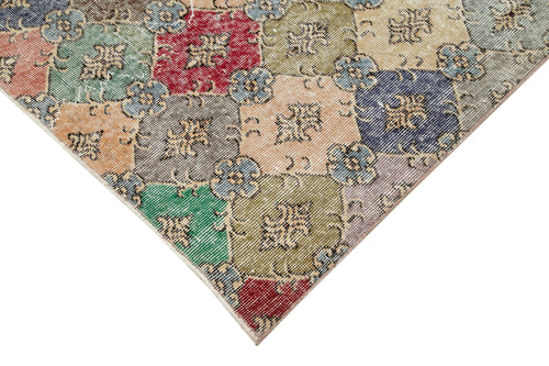 Checkered Kilim Bej Damalı Pamuk Yün El Dokuma Halısı 173x285 Agacan