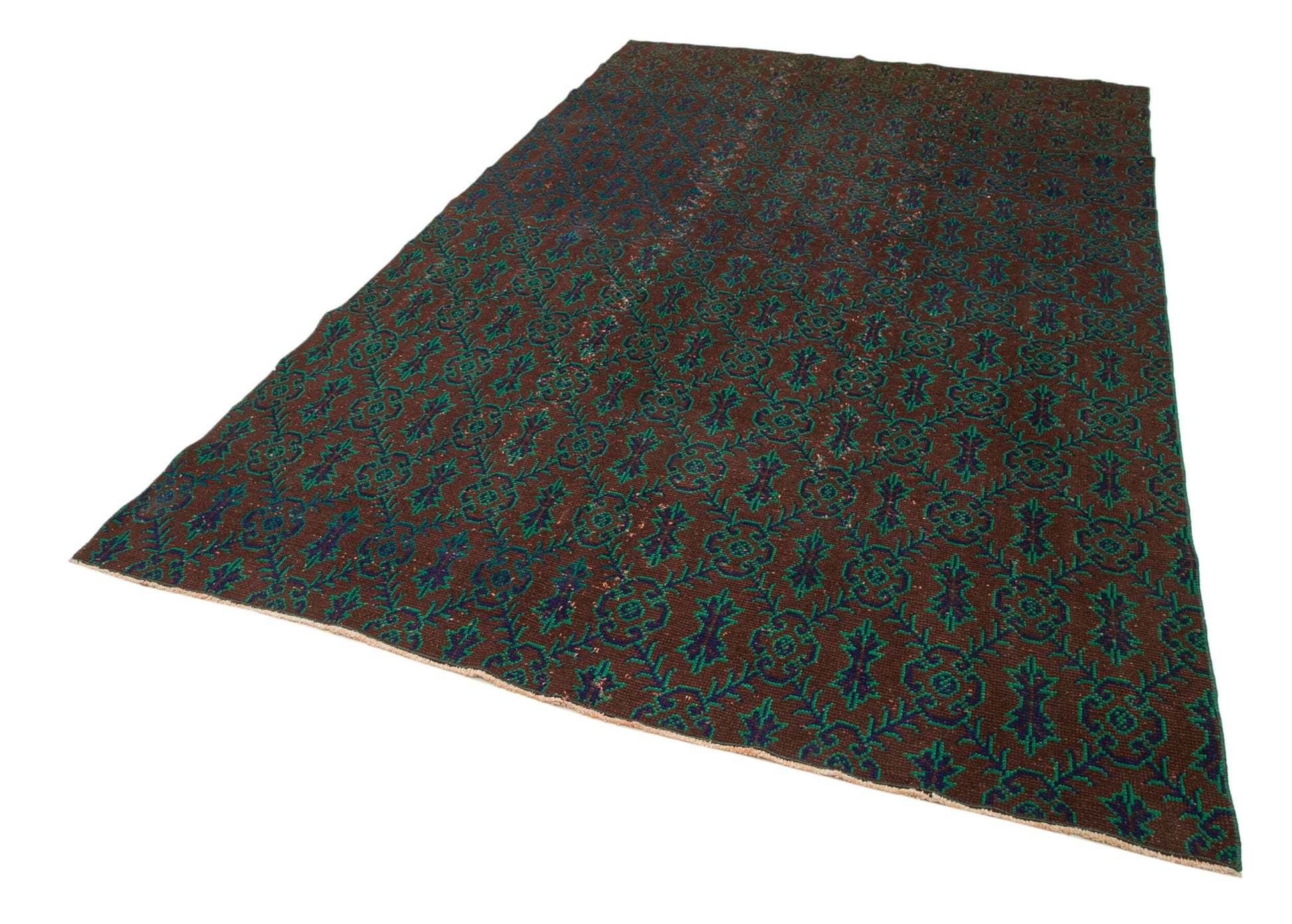 Checkered Kilim Kahverengi Damalı Pamuk Yün El Dokuma Halısı 195x314 Agacan