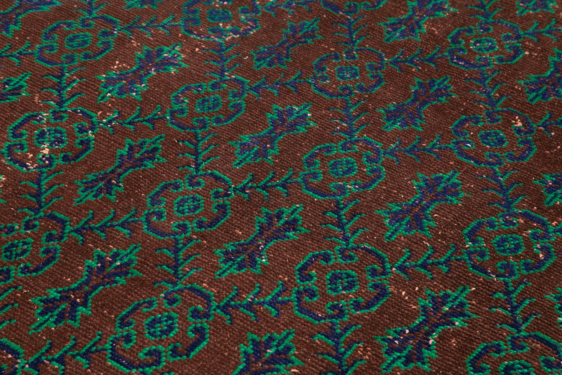 Checkered Kilim Kahverengi Damalı Pamuk Yün El Dokuma Halısı 195x314 Agacan