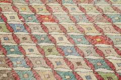 Checkered Kilim Bej Damalı Pamuk Yün El Dokuma Halısı 154x287 Agacan