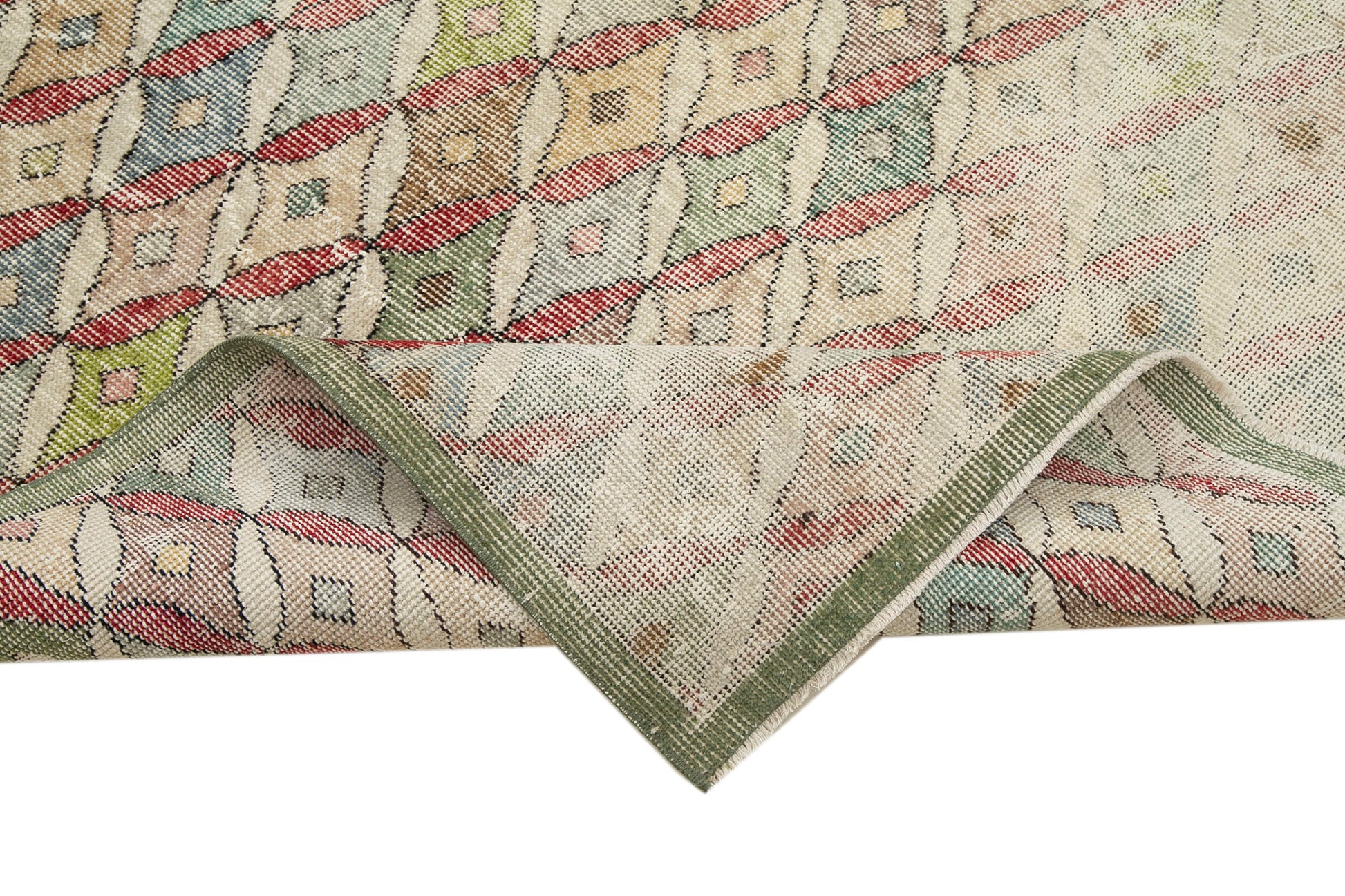 Checkered Kilim Bej Damalı Pamuk Yün El Dokuma Halısı 154x287 Agacan