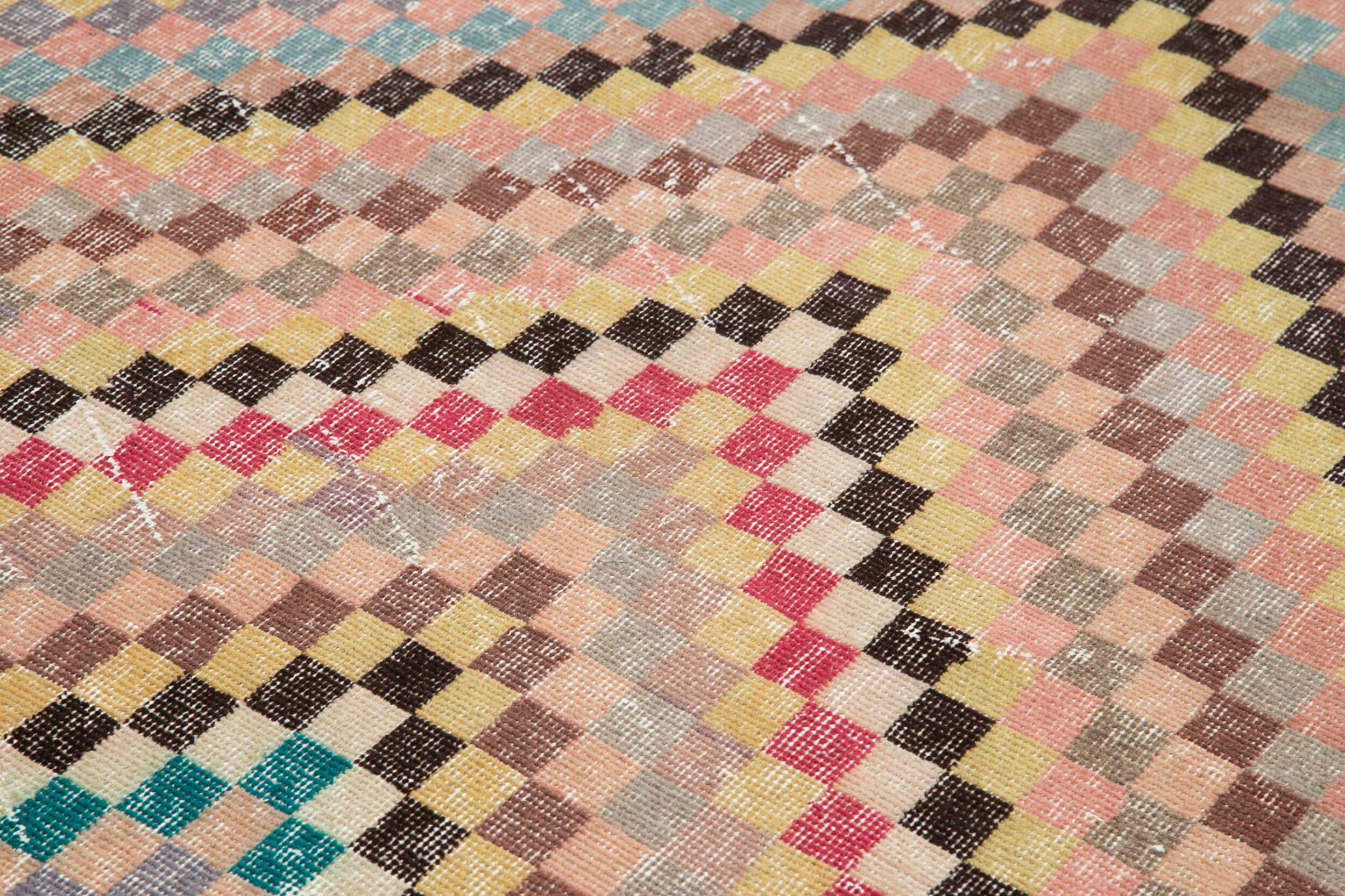 Checkered Kilim Beyaz Damalı Pamuk Yün El Dokuma Halısı 174x263 Agacan
