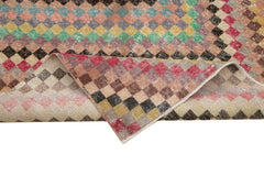 Checkered Kilim Beyaz Damalı Pamuk Yün El Dokuma Halısı 174x263 Agacan