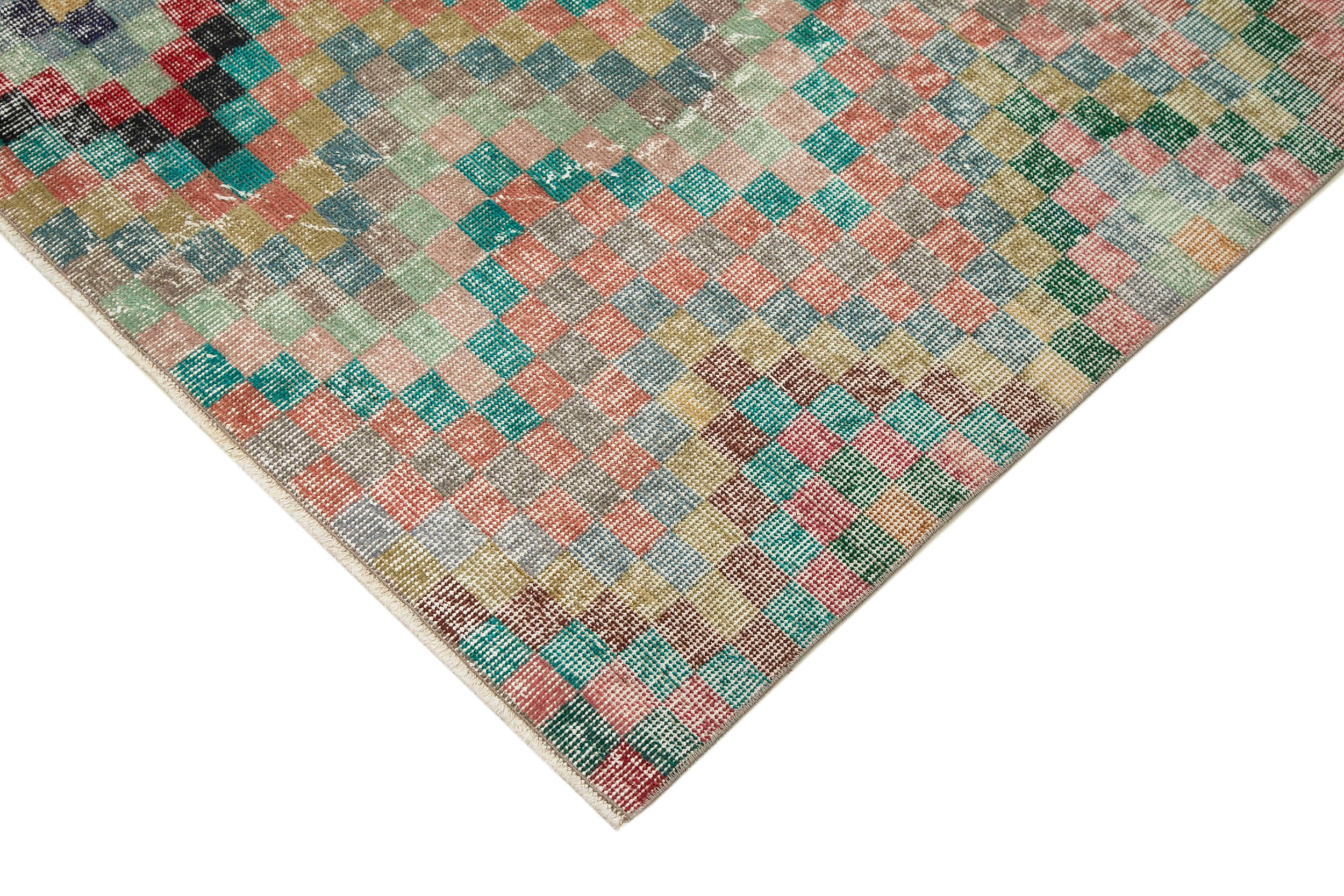 Checkered Kilim Beyaz Damalı Pamuk Yün El Dokuma Halısı 170x272 Agacan