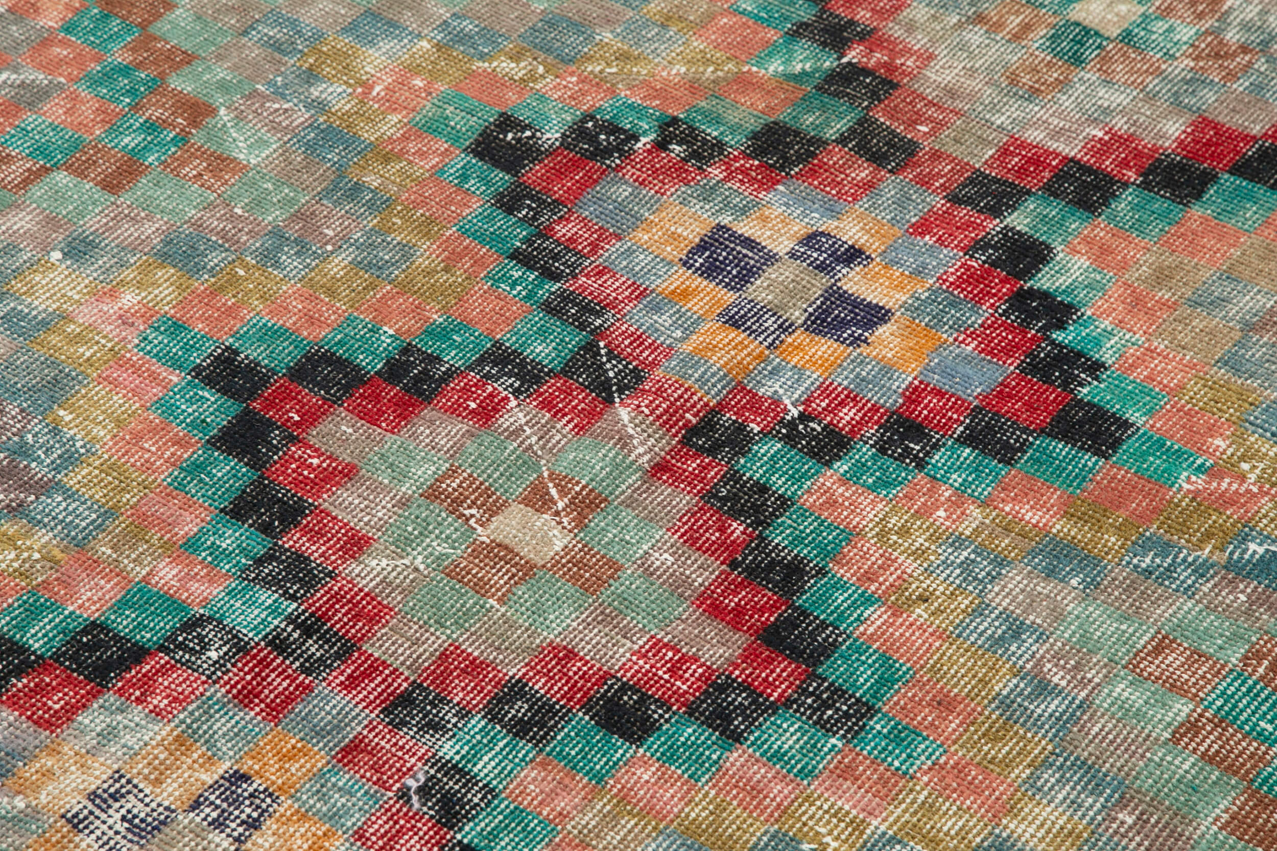 Checkered Kilim Beyaz Damalı Pamuk Yün El Dokuma Halısı 170x272 Agacan