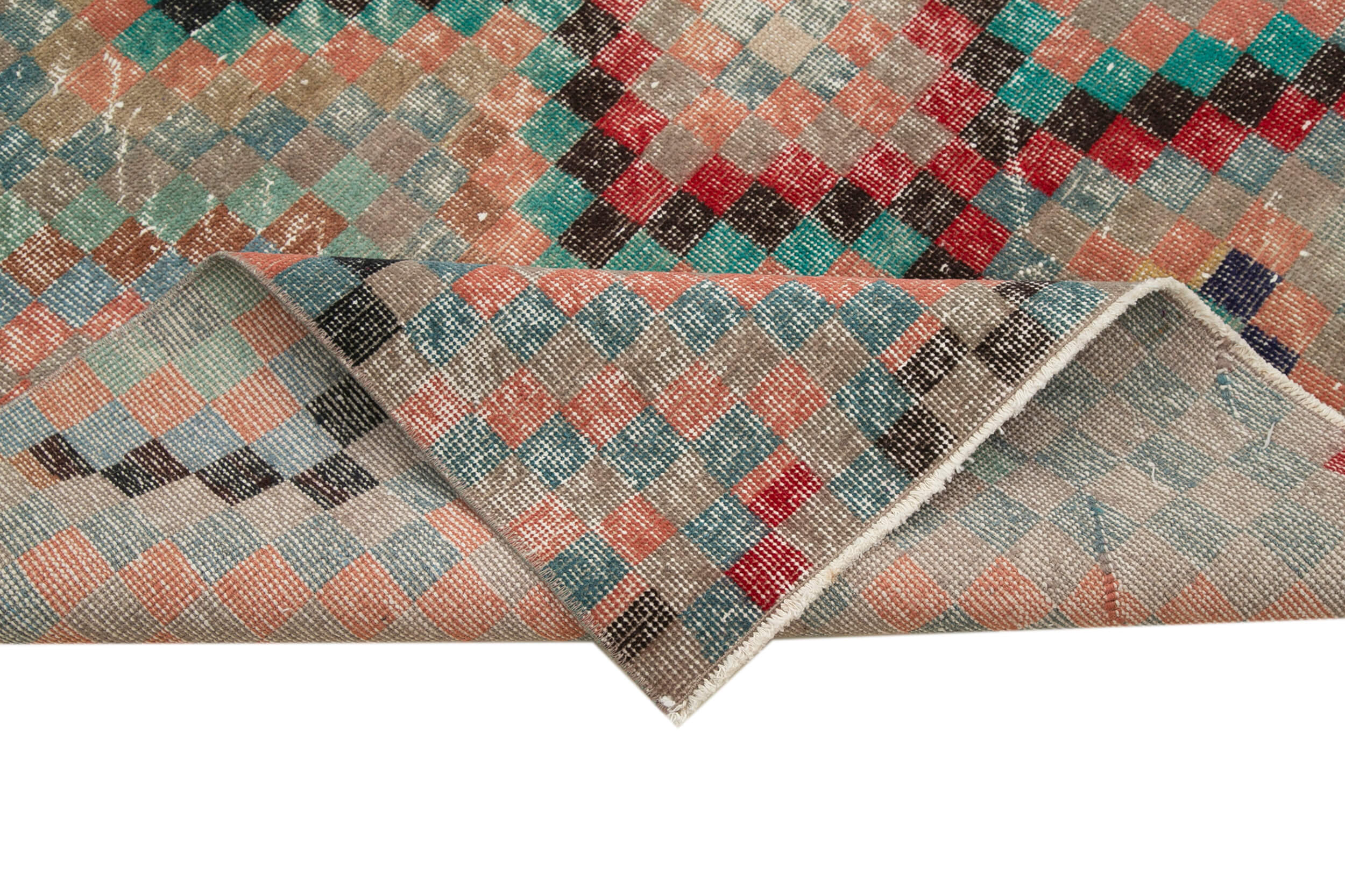 Checkered Kilim Beyaz Damalı Pamuk Yün El Dokuma Halısı 170x272 Agacan