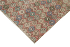 Checkered Kilim Bej Damalı Pamuk Yün El Dokuma Halısı 188x261 Agacan