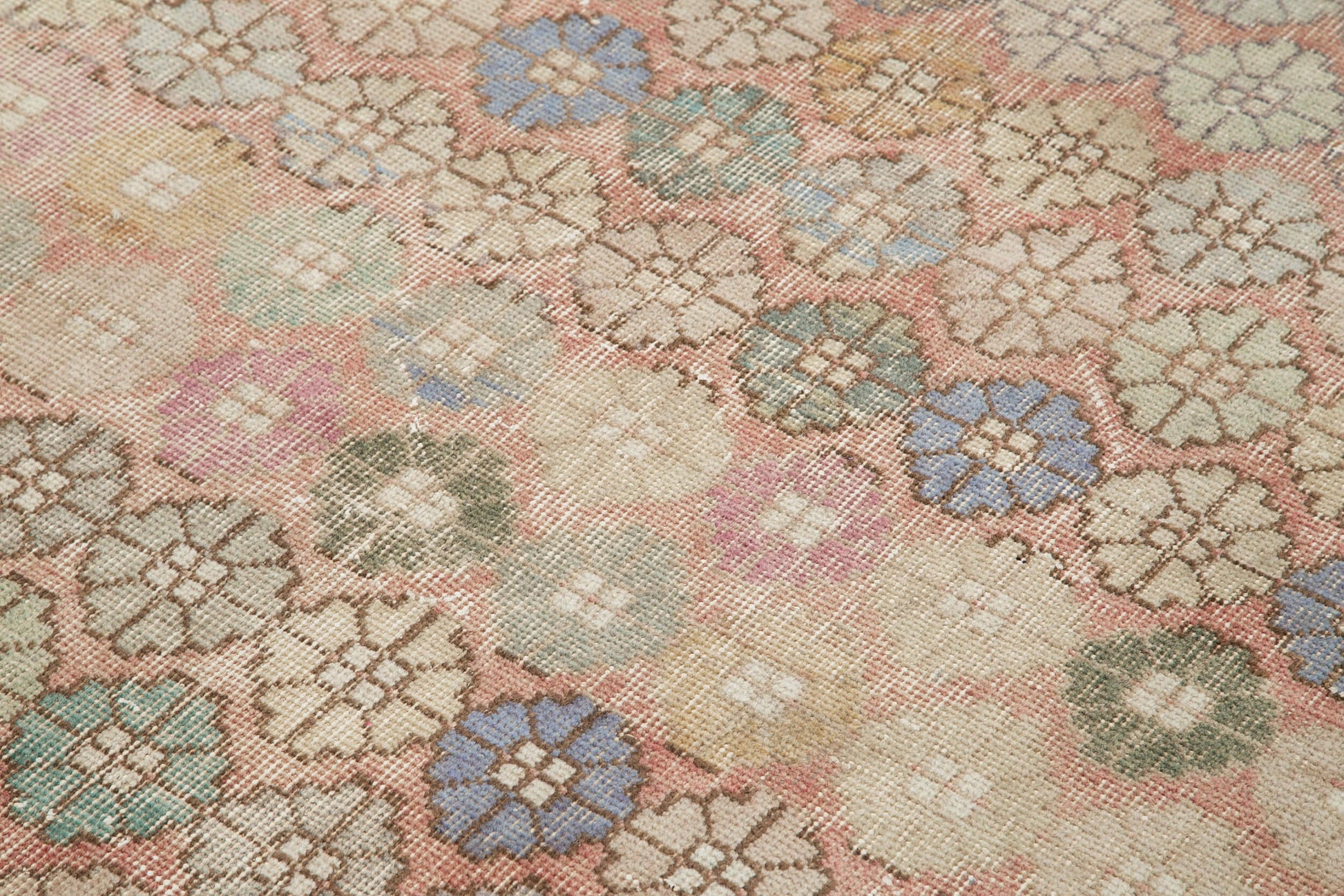 Checkered Kilim Bej Damalı Pamuk Yün El Dokuma Halısı 188x261 Agacan