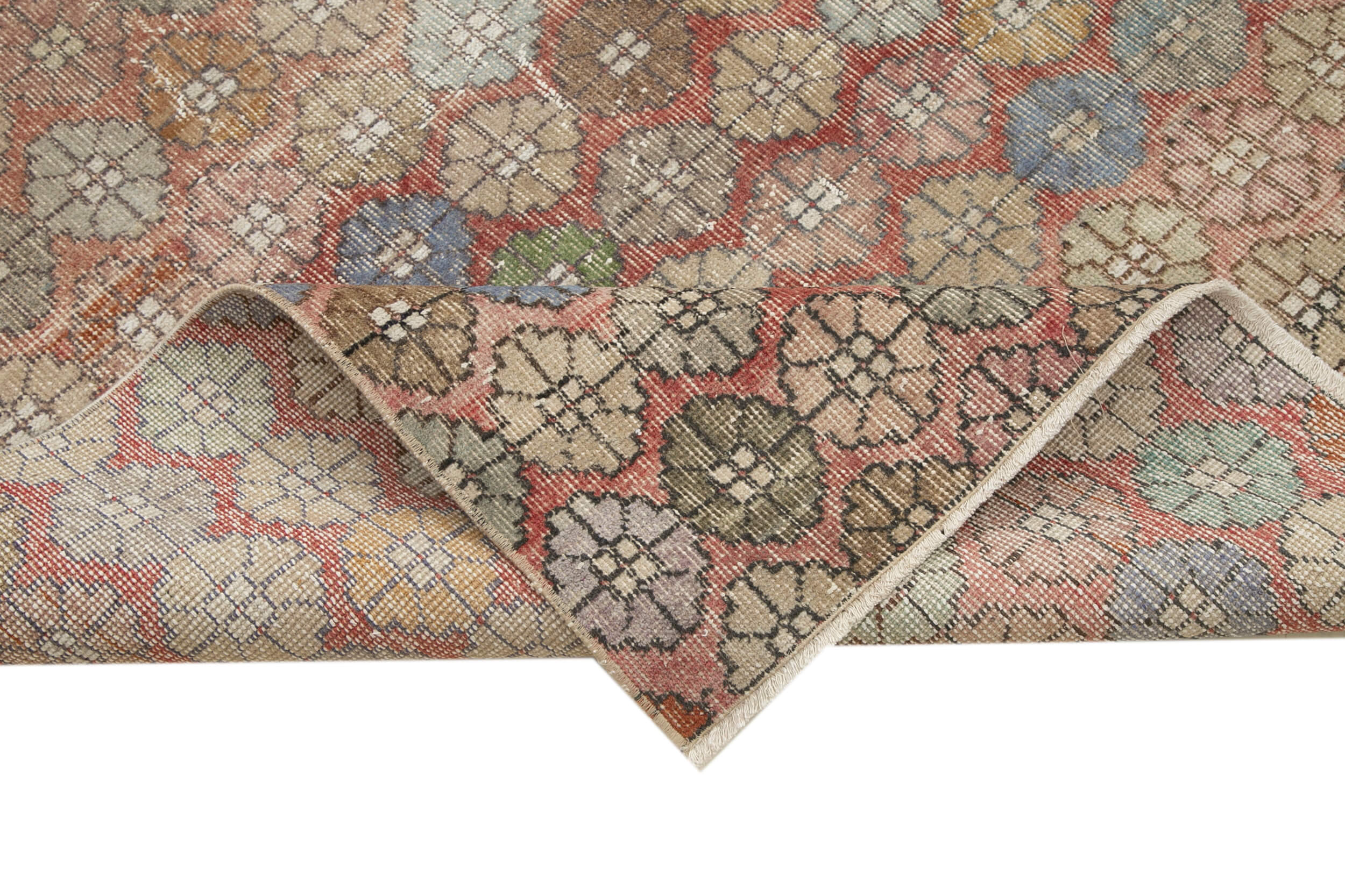 Checkered Kilim Bej Damalı Pamuk Yün El Dokuma Halısı 188x261 Agacan