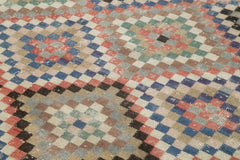 Checkered Kilim Kırmızı Damalı Pamuk Yün El Dokuma Halısı 176x285 Agacan
