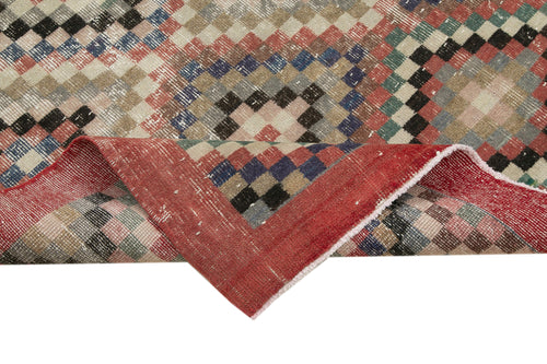 Checkered Kilim Kırmızı Damalı Pamuk Yün El Dokuma Halısı 176x285 Agacan