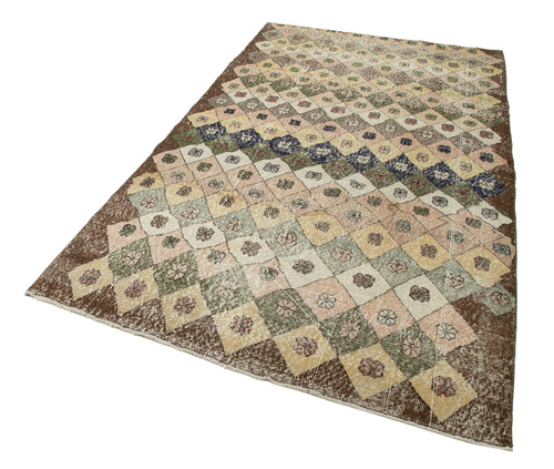 Checkered Kilim Bej Damalı Pamuk Yün El Dokuma Halısı 151x261 Agacan