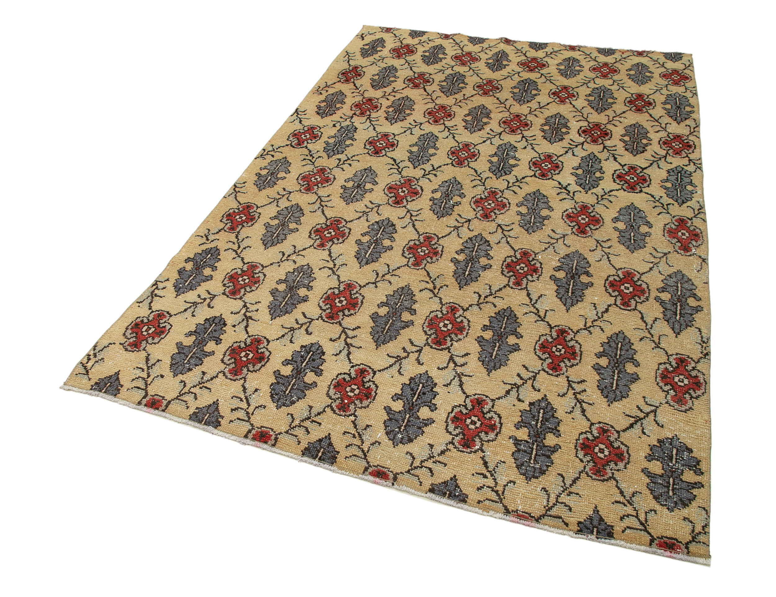 Checkered Kilim Sarı Damalı Pamuk Yün El Dokuma Halısı 148x233 Agacan