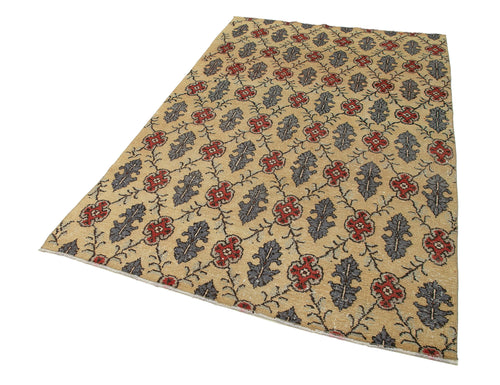 Checkered Kilim Sarı Damalı Pamuk Yün El Dokuma Halısı 148x233 Agacan