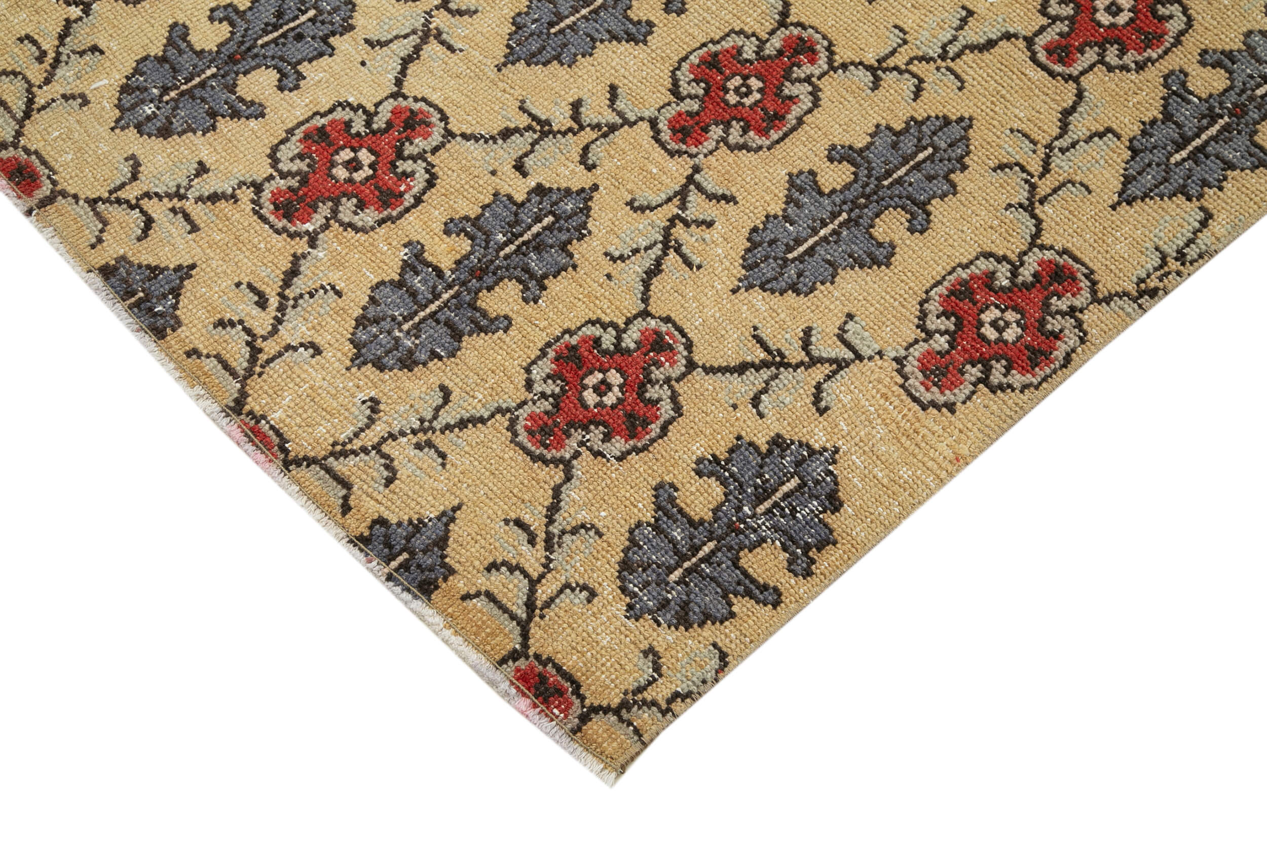 Checkered Kilim Sarı Damalı Pamuk Yün El Dokuma Halısı 148x233 Agacan