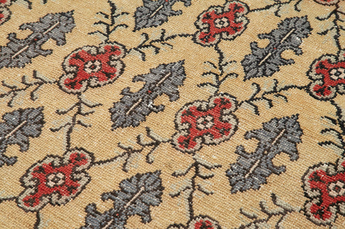 Checkered Kilim Sarı Damalı Pamuk Yün El Dokuma Halısı 148x233 Agacan