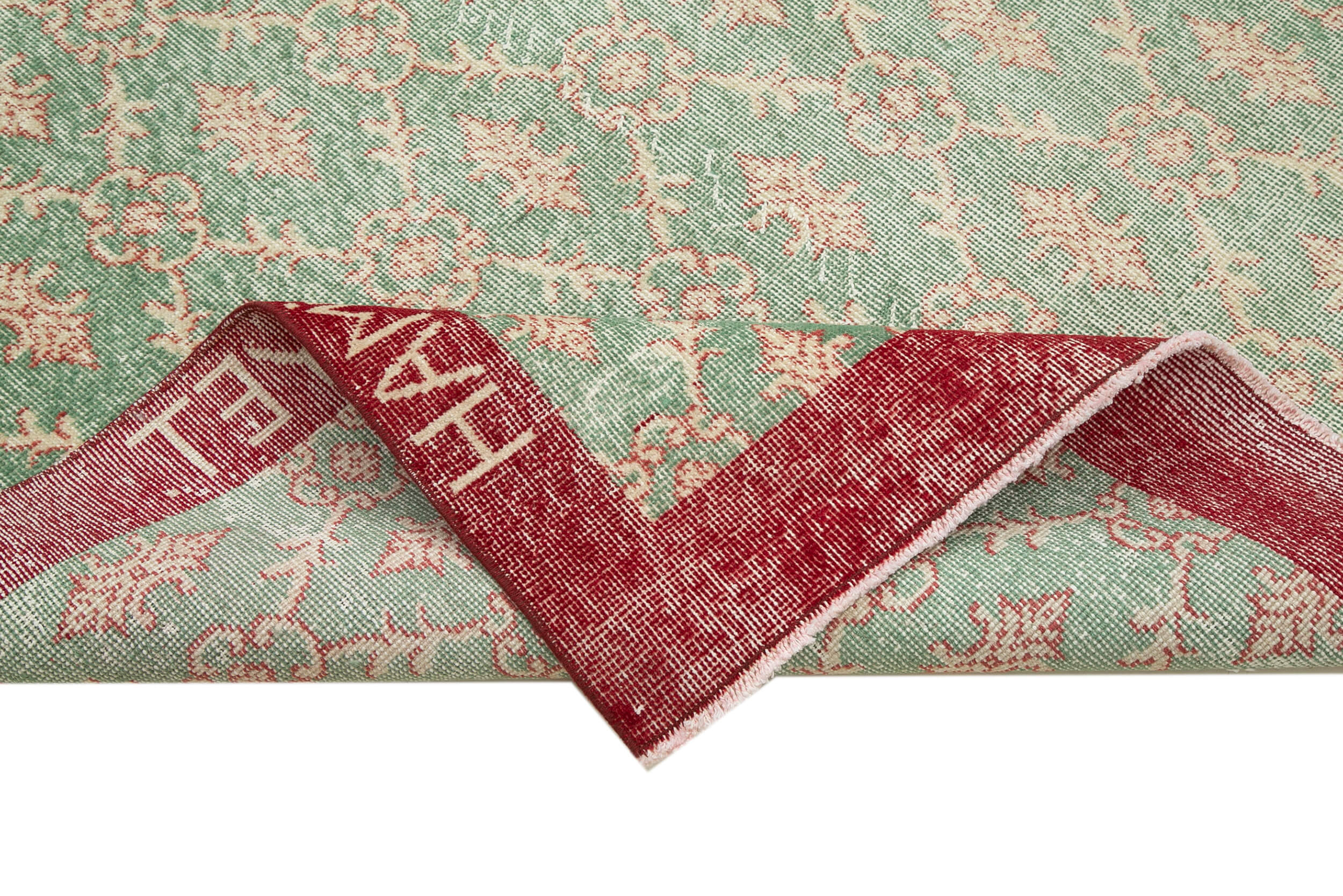 Checkered Kilim Yeşil Damalı Pamuk Yün El Dokuma Halısı 196x288 Agacan