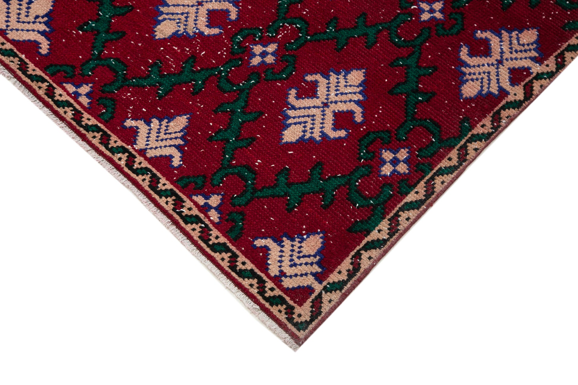 Checkered Kilim Kırmızı Damalı Pamuk Yün El Dokuma Halısı 172x306 Agacan