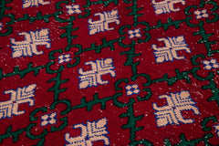 Checkered Kilim Kırmızı Damalı Pamuk Yün El Dokuma Halısı 172x306 Agacan