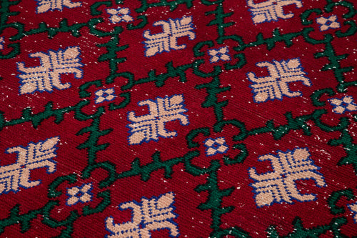 Checkered Kilim Kırmızı Damalı Pamuk Yün El Dokuma Halısı 172x306 Agacan