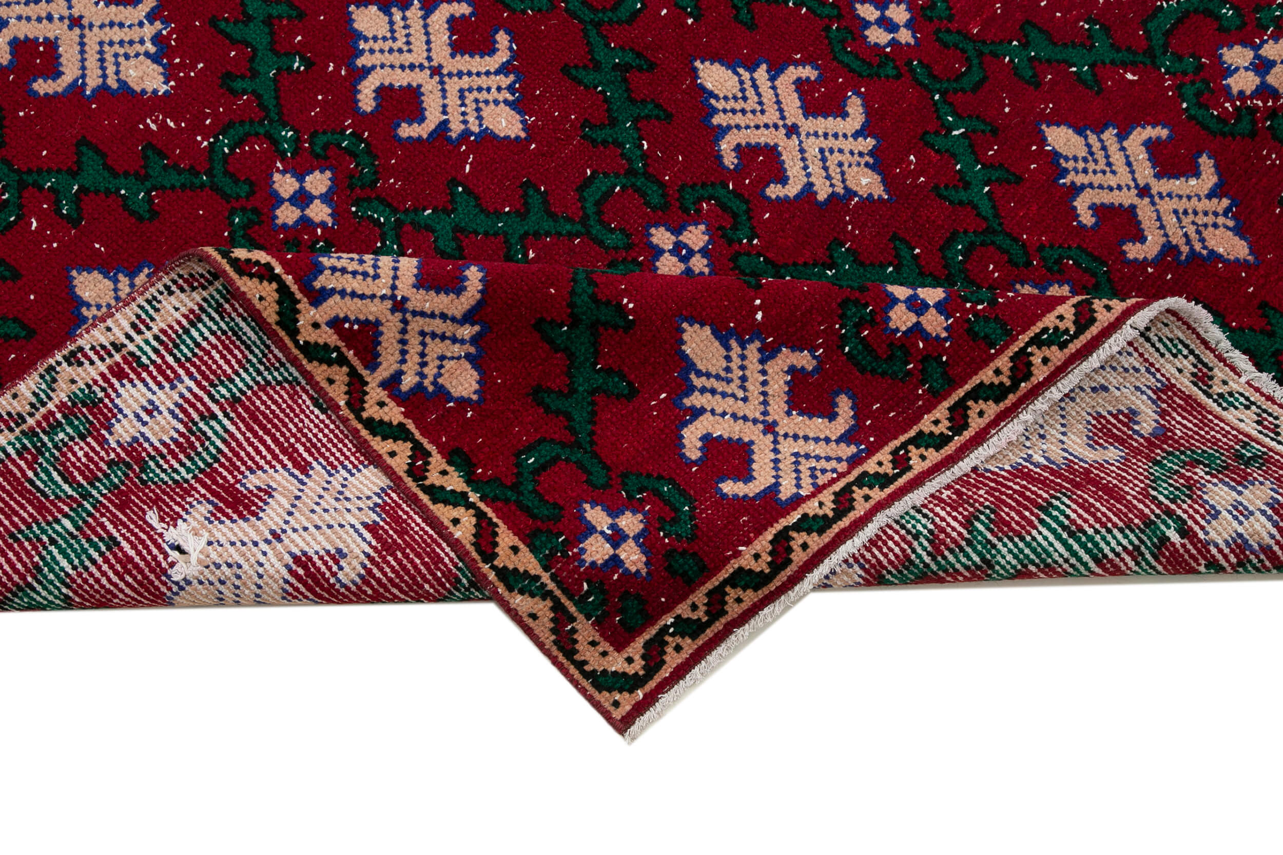 Checkered Kilim Kırmızı Damalı Pamuk Yün El Dokuma Halısı 172x306 Agacan