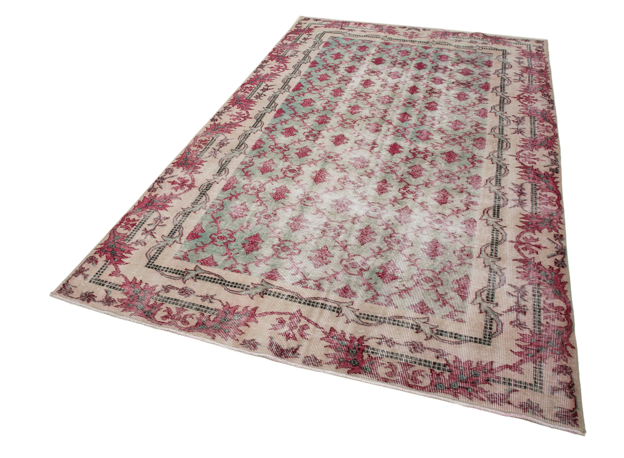 Checkered Kilim Kırmızı Damalı Pamuk Yün El Dokuma Halısı 166x275 Agacan