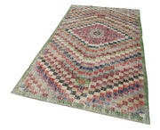 Checkered Kilim Beyaz Damalı Pamuk Yün El Dokuma Halısı 143x278 Agacan