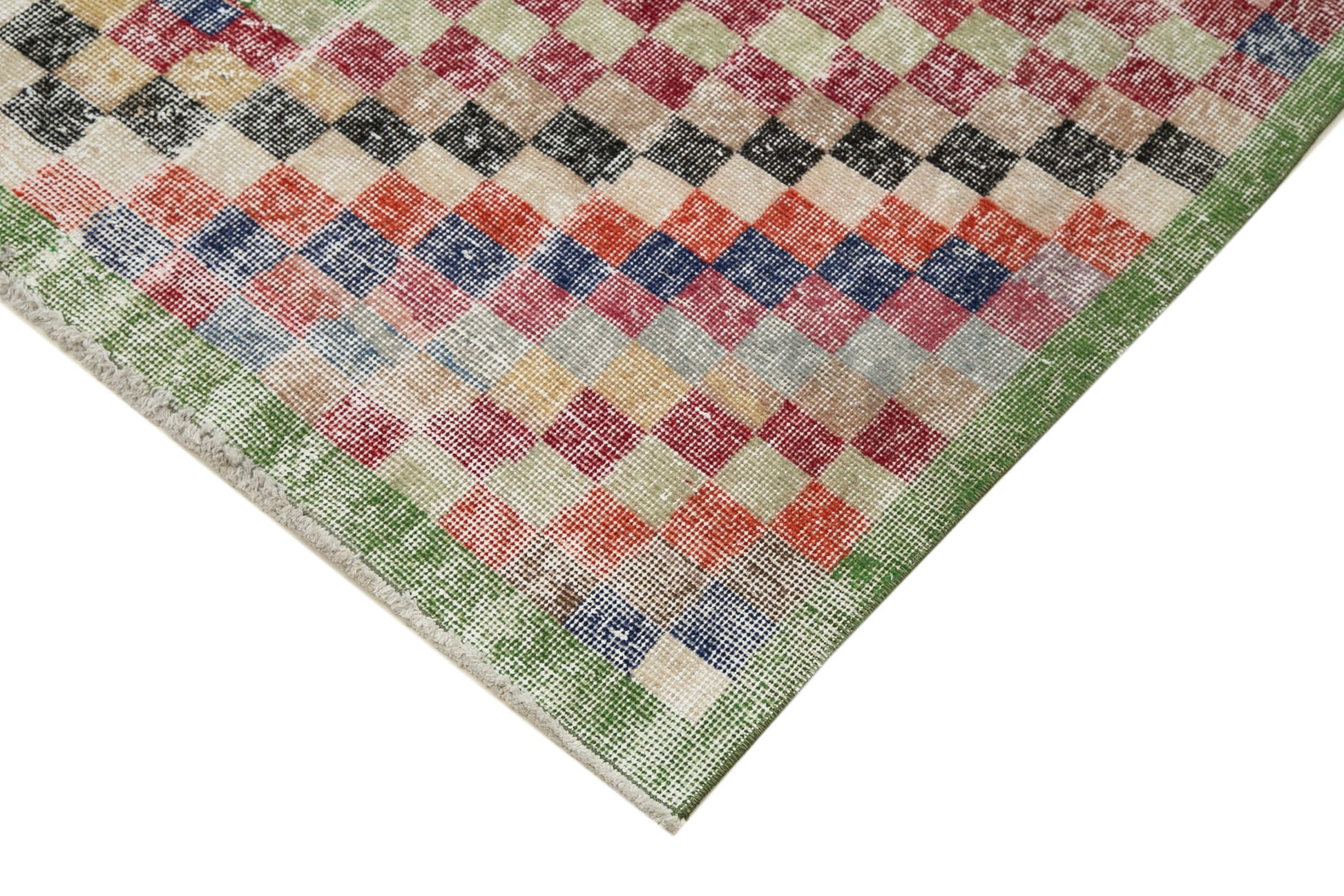 Checkered Kilim Beyaz Damalı Pamuk Yün El Dokuma Halısı 143x278 Agacan