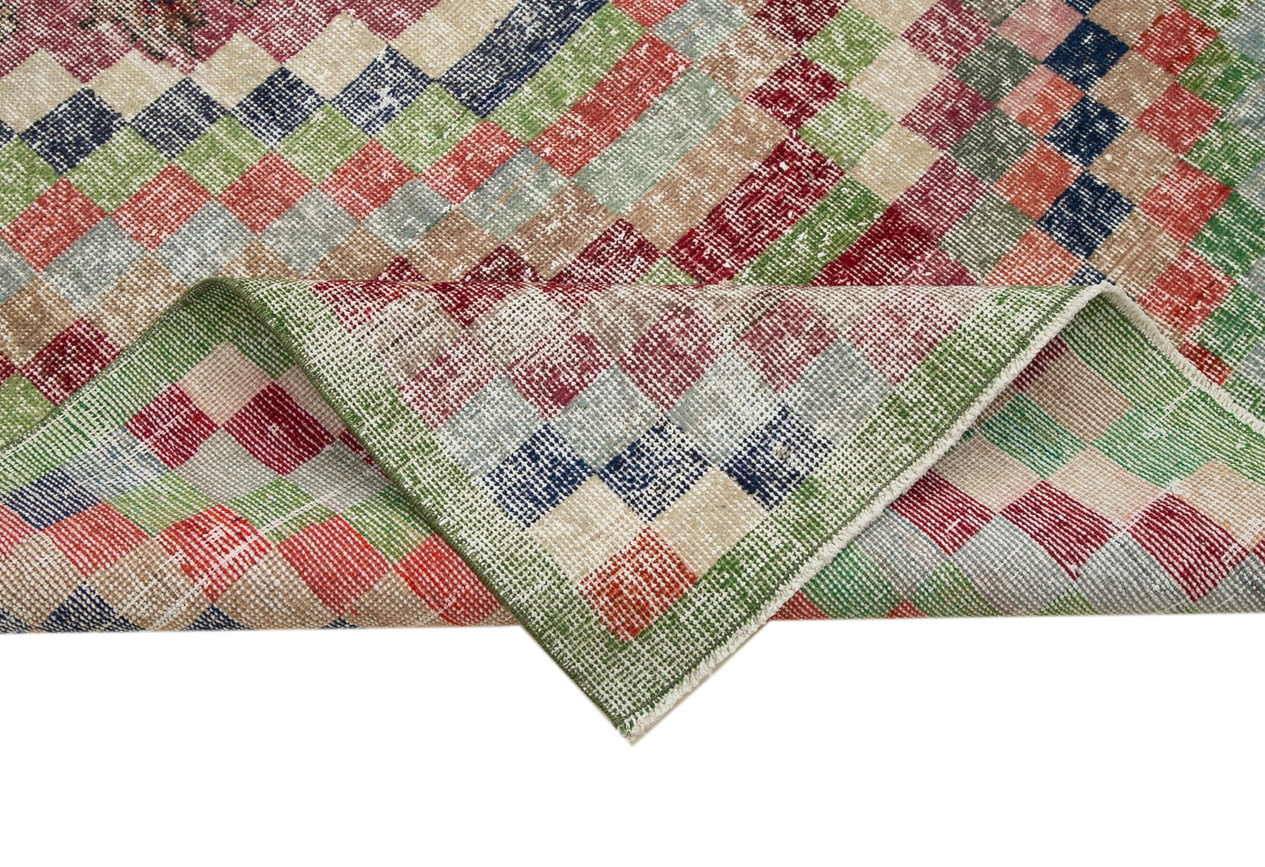 Checkered Kilim Beyaz Damalı Pamuk Yün El Dokuma Halısı 143x278 Agacan