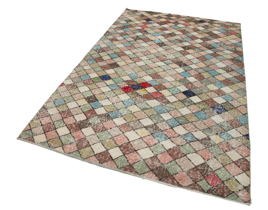 Checkered Kilim Beyaz Damalı Pamuk Yün El Dokuma Halısı 155x270 Agacan