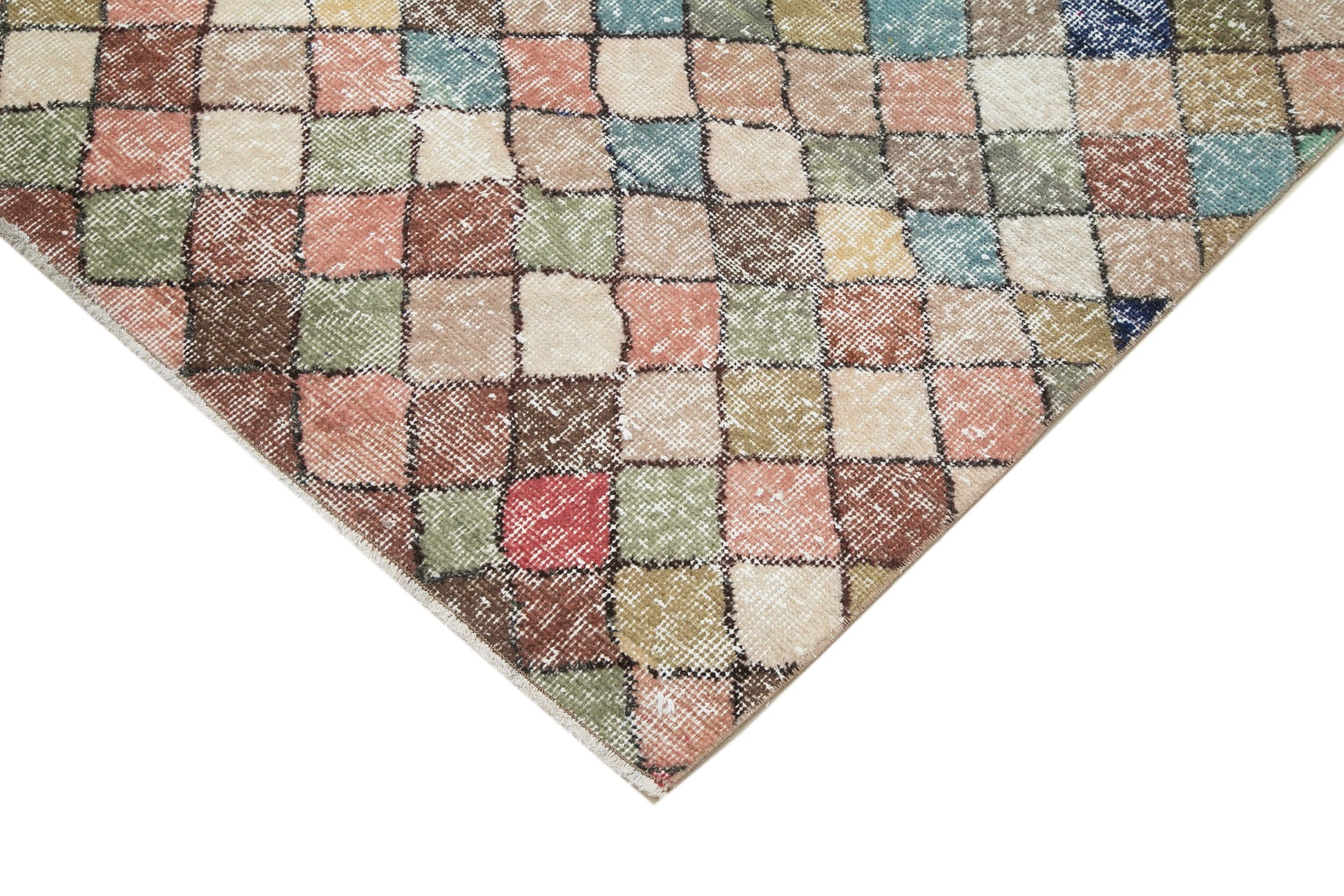 Checkered Kilim Beyaz Damalı Pamuk Yün El Dokuma Halısı 155x270 Agacan