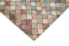 Checkered Kilim Beyaz Damalı Pamuk Yün El Dokuma Halısı 155x270 Agacan