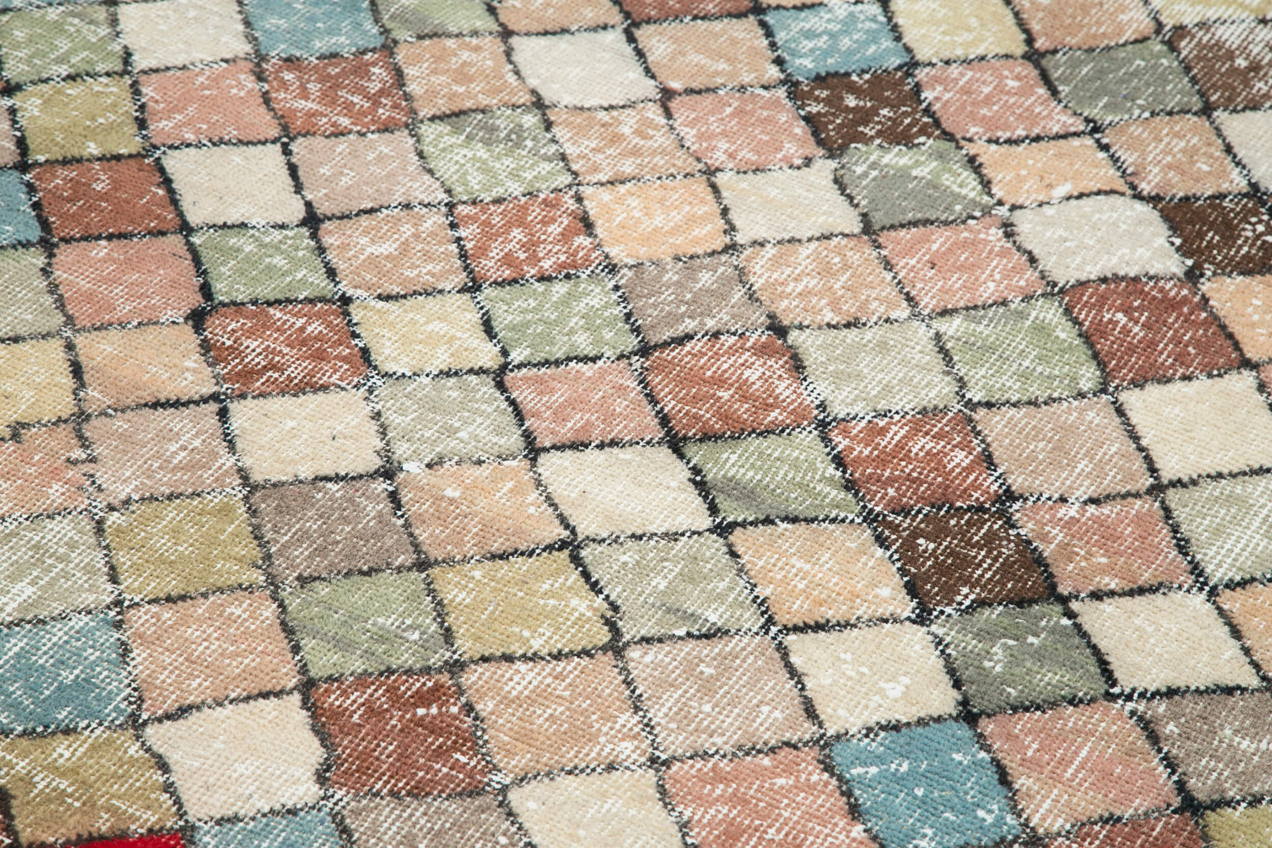 Checkered Kilim Beyaz Damalı Pamuk Yün El Dokuma Halısı 155x270 Agacan