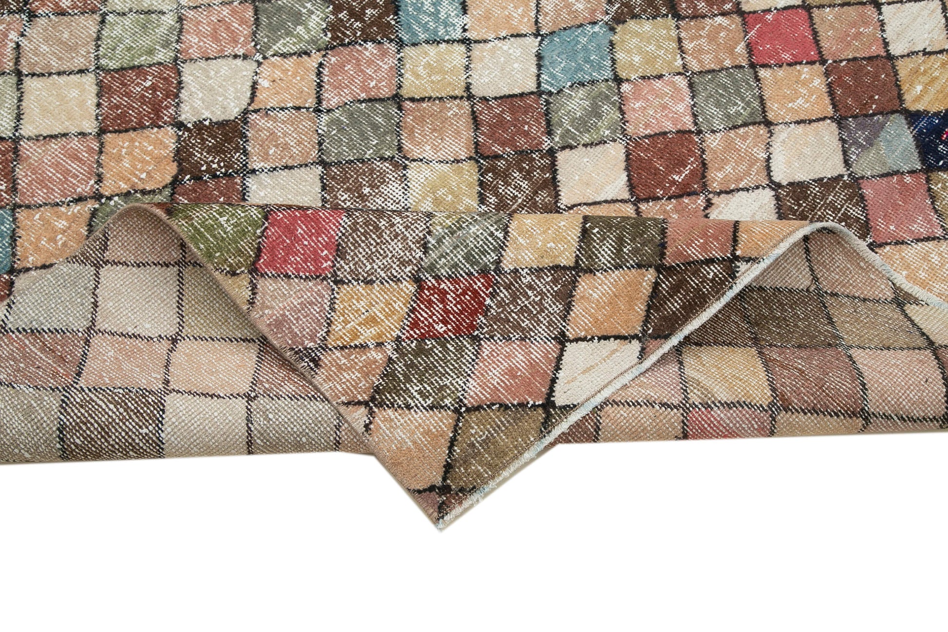 Checkered Kilim Beyaz Damalı Pamuk Yün El Dokuma Halısı 155x270 Agacan