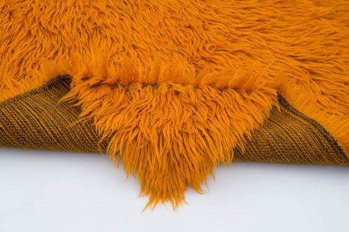 Tulu Turuncu Geometrik Pamuk Yün El Dokuma Halısı 128x205 Agacan