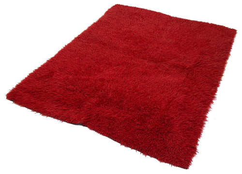 Tulu Kırmızı Geometrik Pamuk Yün El Dokuma Halısı 153x203 Agacan