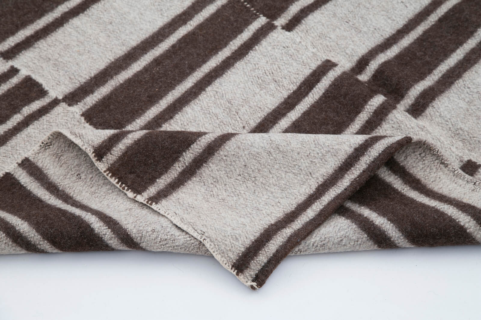 Tulu Kahverengi Geometrik Pamuk Yün El Dokuma Halısı 148x261 Agacan