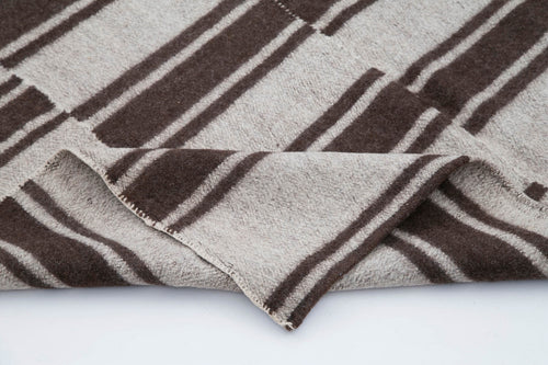 Tulu Kahverengi Geometrik Pamuk Yün El Dokuma Halısı 148x261 Agacan