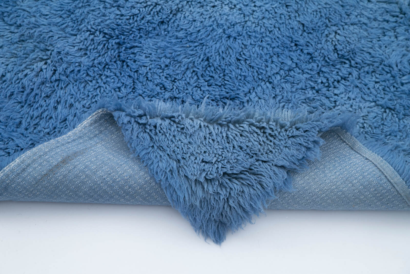 Tulu Mavi Geometrik Pamuk Yün El Dokuma Halısı 184x215 Agacan