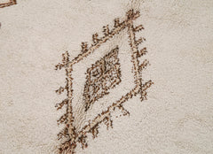 Tulu Bej Geometrik Pamuk Yün El Dokuma Halısı 168x245 Agacan