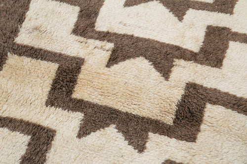 Tulu Bej Geometrik Pamuk Yün El Dokuma Halısı 101x220 Agacan